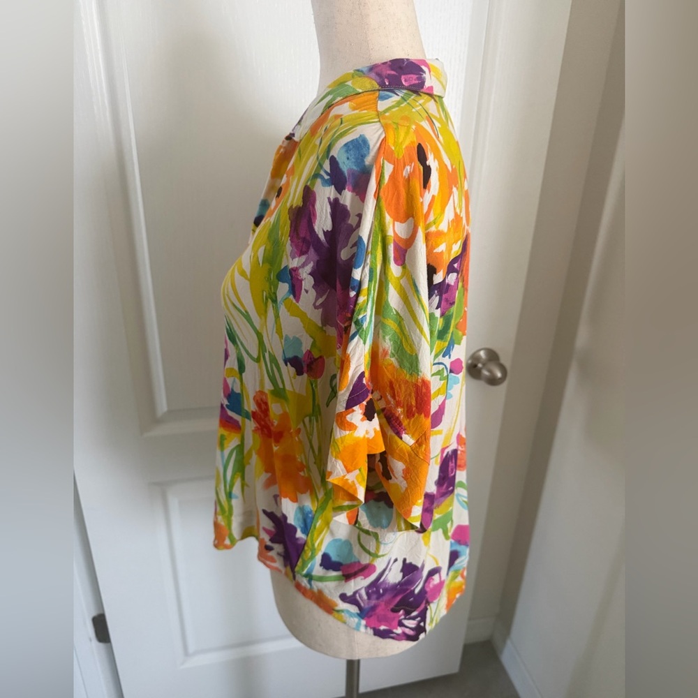 Jams World Women’s S Flower Dream Hawaiian Floral Shirt Button Up Tropical Artsy - Picture 6 of 11